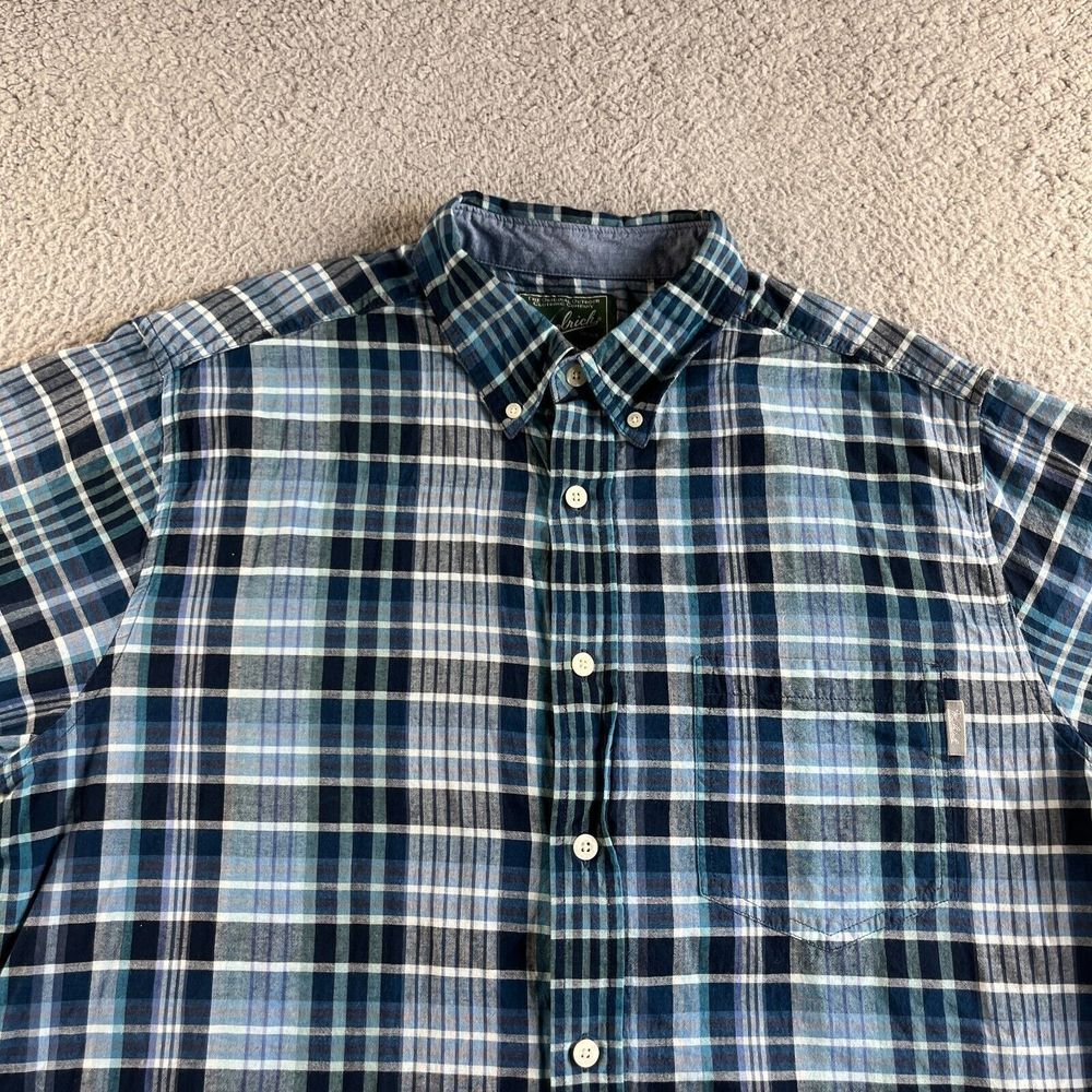 NEW Vintage Woolrich Shirt Mens Large Blue Madras Plaid Button Up Outdoor Casual